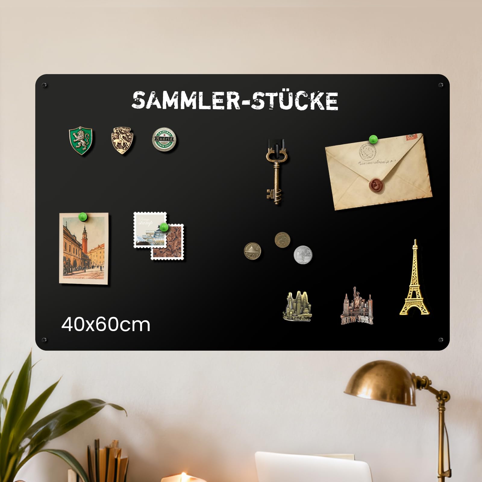 Qiytecno Magnettafel 40x60cm Mattschwarz GALERIE-FORMAT: Große Magnetwand & Fotowand Metall | Premium Pinnwand für Küche, Büro & Sammler - Schwerlast & Kratzfest