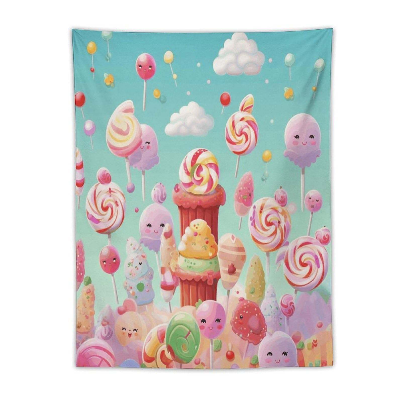 MUSM Candy Happy Tapestry with Installation Kit Personalized Wall Tapestry Aesthetic Tapestries Backdrop Banner Wall Art Hanging Decor for Home Picnic Beach Blanket 30"x40"