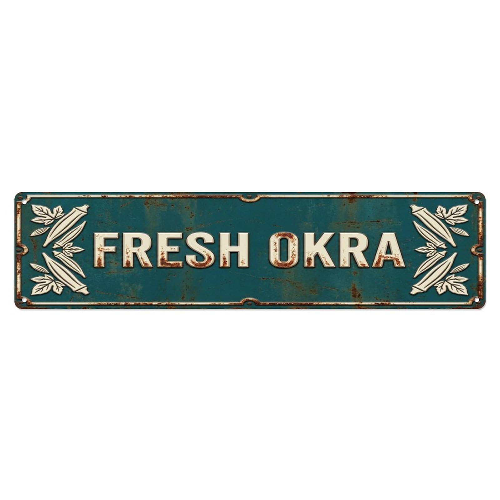 FRESH OKRA Vintage Vegetable Rustic Farmhouse Metal Tin Sign