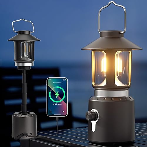 Linterna de camping recargable, luz telescópica para campamento, luces de emergencia retro impermeables, faroles eléctricos para cortes de energía,