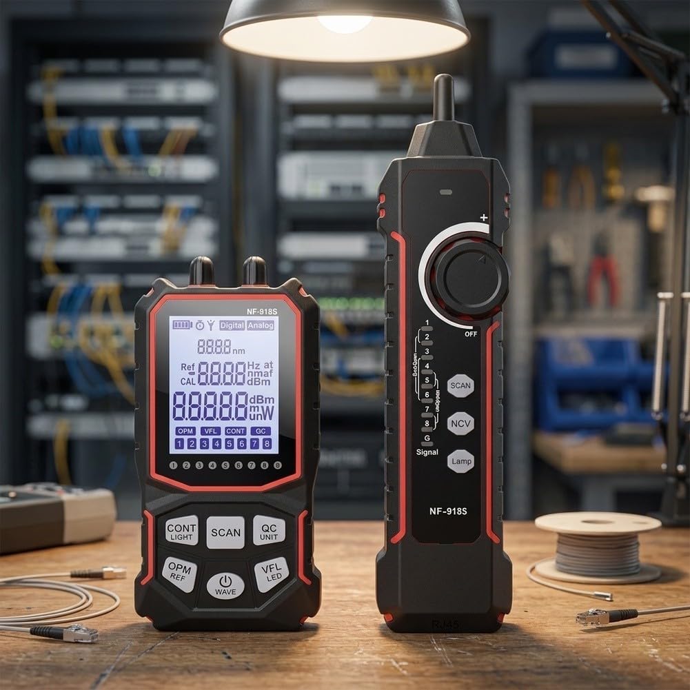 NF-918S Glasfasertester mit OPM & für vfl - PoE Spannungsprüfung für rj45 Kabeltester - 60V Schutz Typ-C