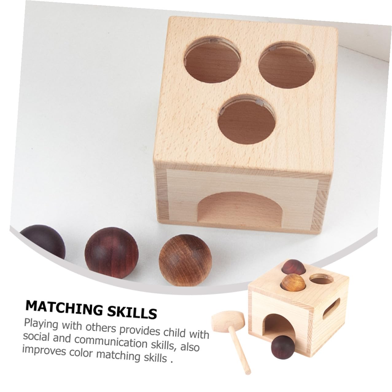 ERINGOGO Giocattolo di Legno da Battere Palline per Bambini, Gioco Educativo per Sviluppo Coordinazione Occhio-Mano, Kit Leggero e Sicuro per Asilo e Casa, Set