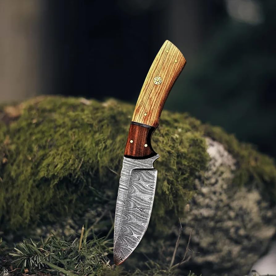 9" Handmade Damascus Hunting Knife - Best Damascus Skinning Knifes - Fixed Blade Hunting Knives, Best As Camping Knives, for survival & Fishing Multipurpose knife | Viking Knives With Leather Sheath - Image 4