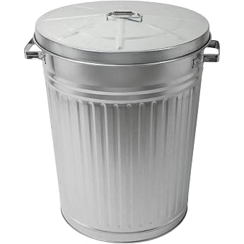 Spetebo zinc trash can with lid - 55 liters - XXL trash can outside - zinc bucket outdoor trash can ton