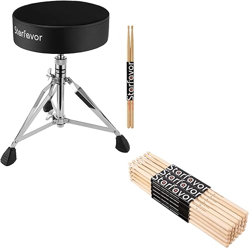 Starfavor Trono de tambor con baquetas altura ajustable baquetas a granel 7A