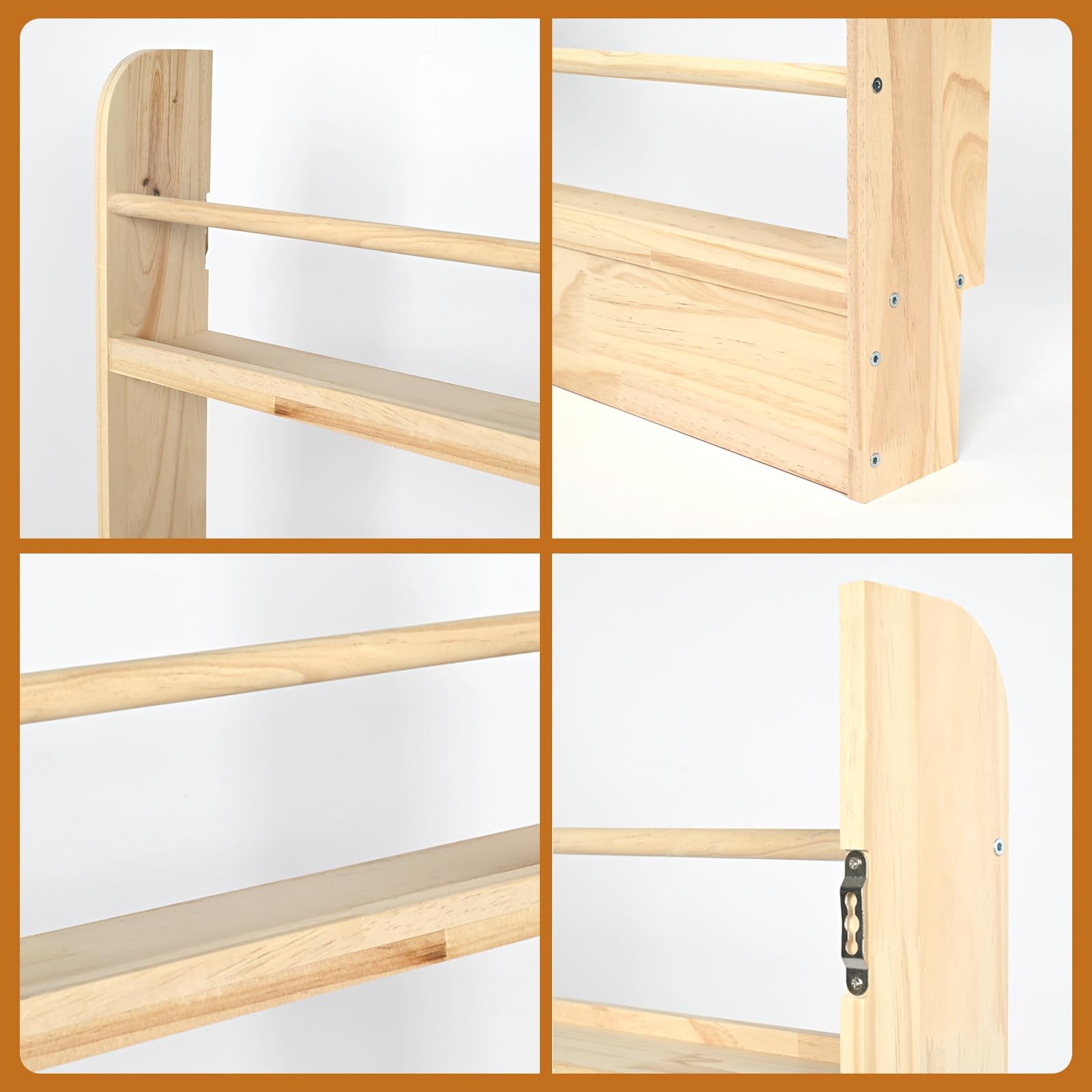 Estantería detrás de la puerta, estantería de madera de 4 niveles para niños para libros y almacenamiento de juguetes para adultos, ahorro de espacio en el dormitorio, sala de estar, sala de 5