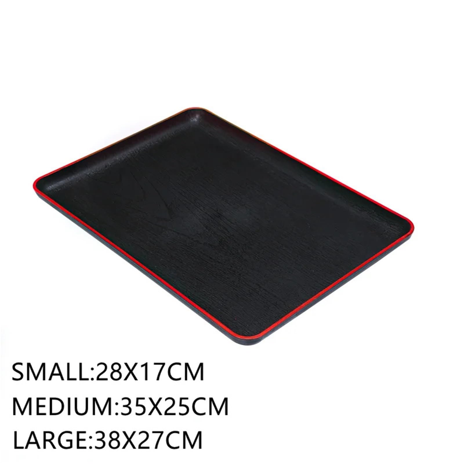 Bandeja Rectangular de plástico de 3 Piezas con veta de Madera Negra, Ideal para Guardar vajilla, Tazas, Pan y Desayuno (35 x 25 cm)