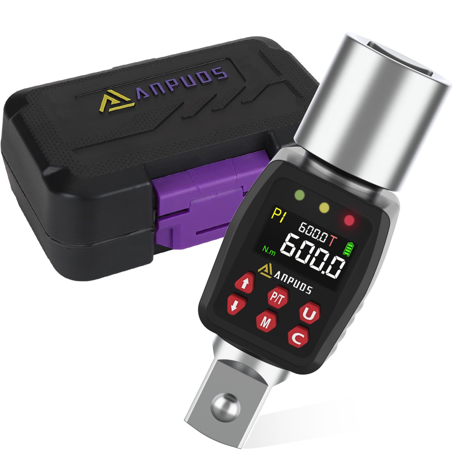 ANPUDS Digitaler Drehmomentadapter, 3/4 Zoll 9-600Nm Drehmomentadapter Set mit Voreingestellter, Lagerung, Summer, LCD Anzeige, ± 1% Fehlergenauigkeit für Auto, LKW, Traktor