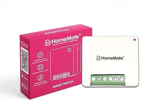 HomeMate WiFi 1 Node Smart Switch | 16A | No Hub Required | Retro Fit with Manual Control | Compatible with Alexa and Google Home (Pack of 1)