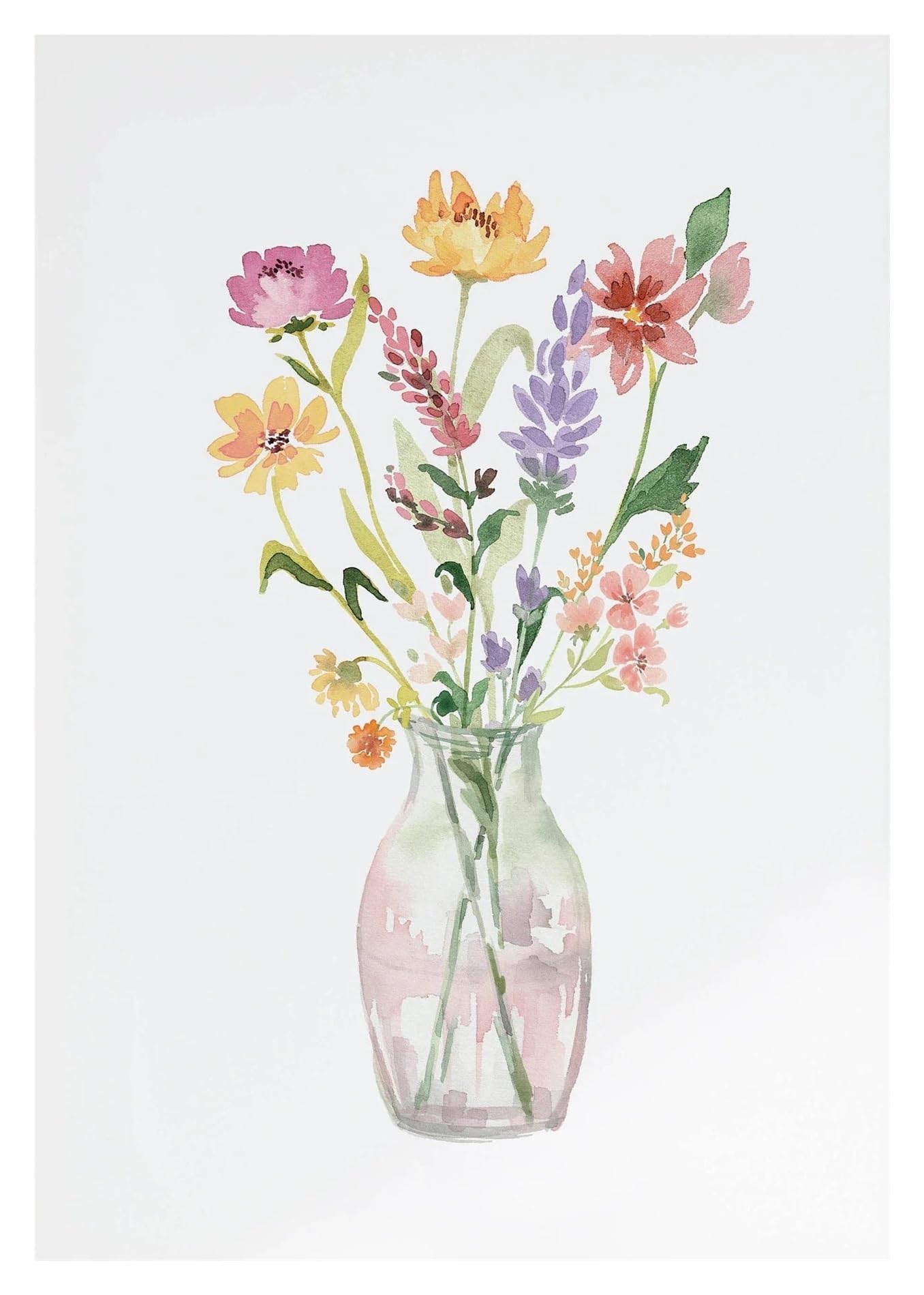 XENITE Wall Art Canvas Prints Watercolor Wildflower Watercolor Botanical Flower Poster Prints Plant Boho Wall Art Canvas Painting Pictures Living Room Decor(I,40X50cm)