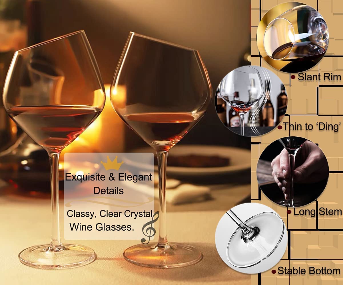 Crystal Clear Wine Glasses - G Logo Red & White Set -4