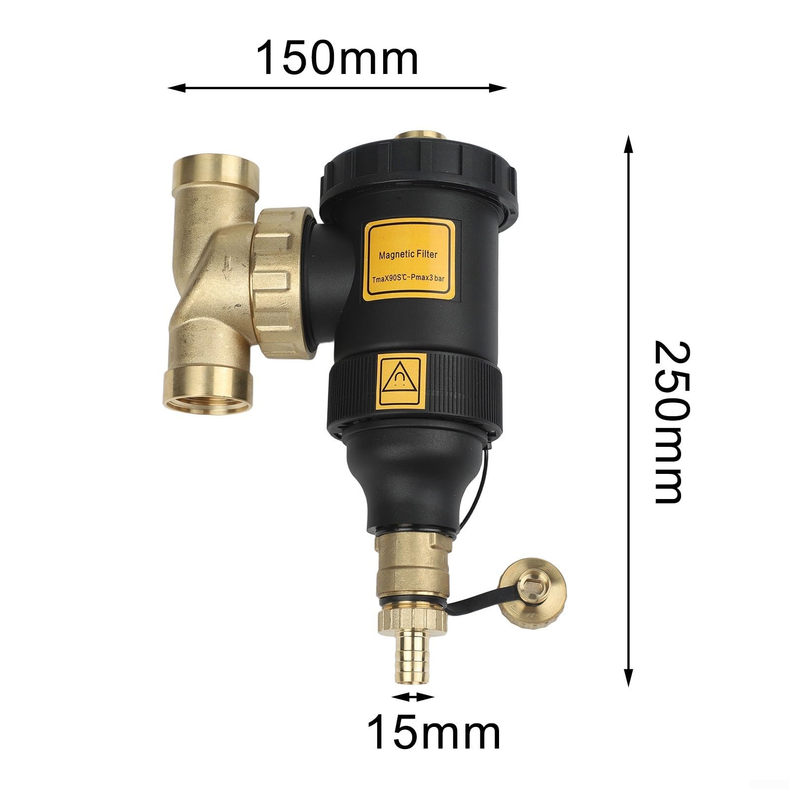 Filtro magnetico per riscaldamento DN20 in ottone (DN25/1 pollice femmina) | Corpo in ottone, rimuove ruggine e fango, per caldaie e termosifoni appesi a parete