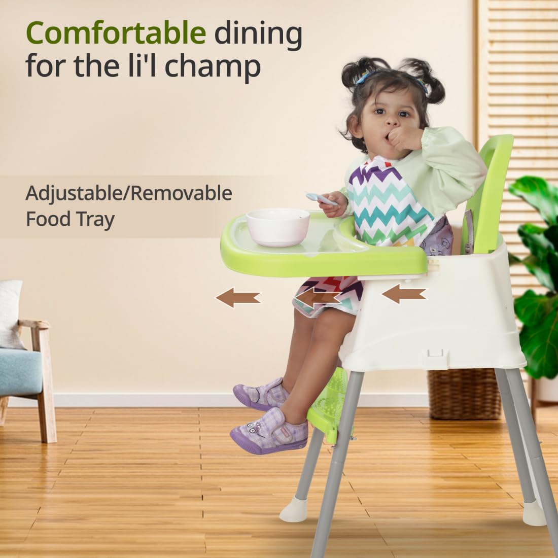 LuvLap 4 in 1 Convertible Baby High Chair with footrest, Convertible to High Chair, Low Chair, & Booster Seat, Essential for Baby Feeding (Green) 3