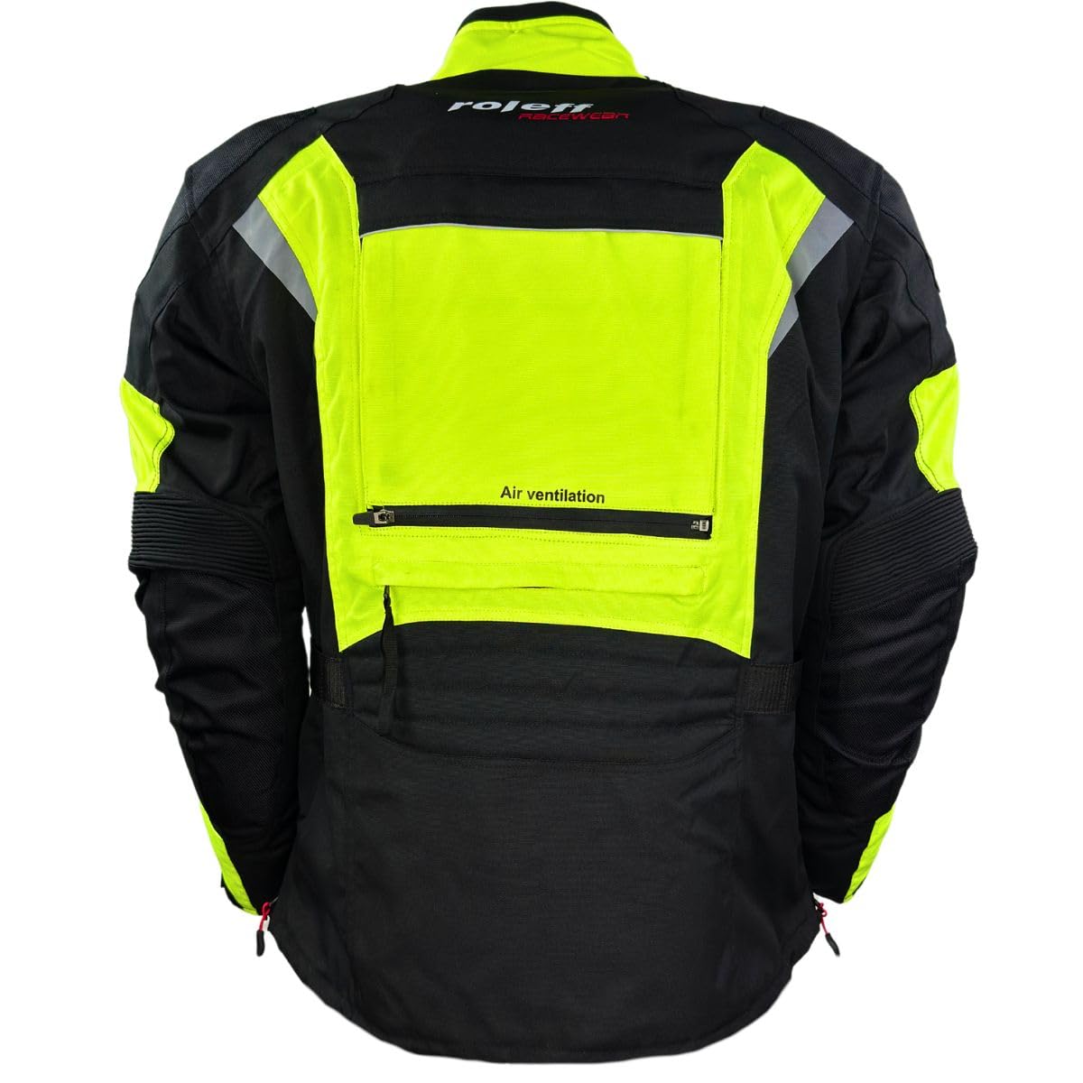 ROLEFF 1123 Enduro- Motorradjacke mit Protektoren |Enduro MX | Offroad Jacke |Größe S-5XL | Klimamembrane | Belüftung | Neongelb
