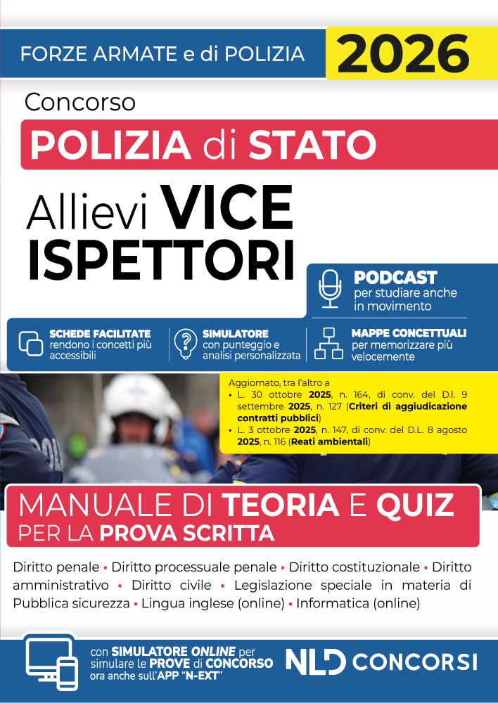 Concorso allievi vice ispettori polizia di Stato 2026. Manuale di Teoria e quiz per la prova scritta. Con simulatore online