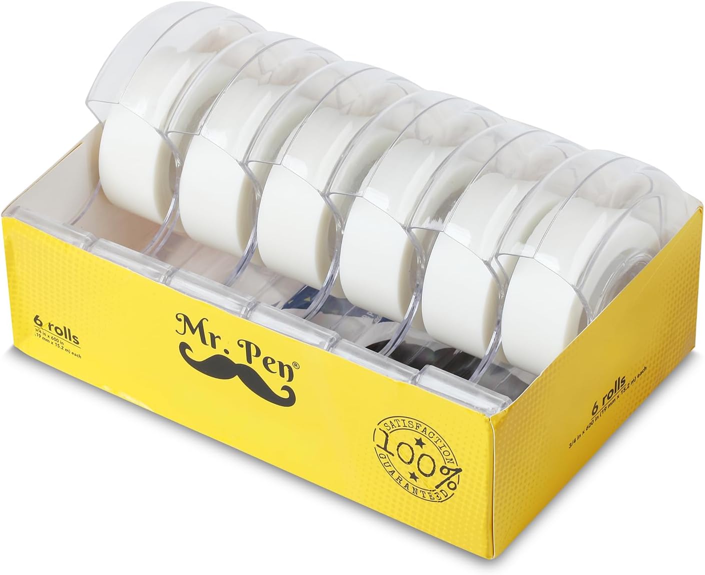 Mr. Pen- Tapes with Dispenser, Pack of 6, 3/4 x 600 Inches per Roll Mr. Pen- Tapes with Dispenser, Pack of 6, 3/4 x 600 Inches per Roll