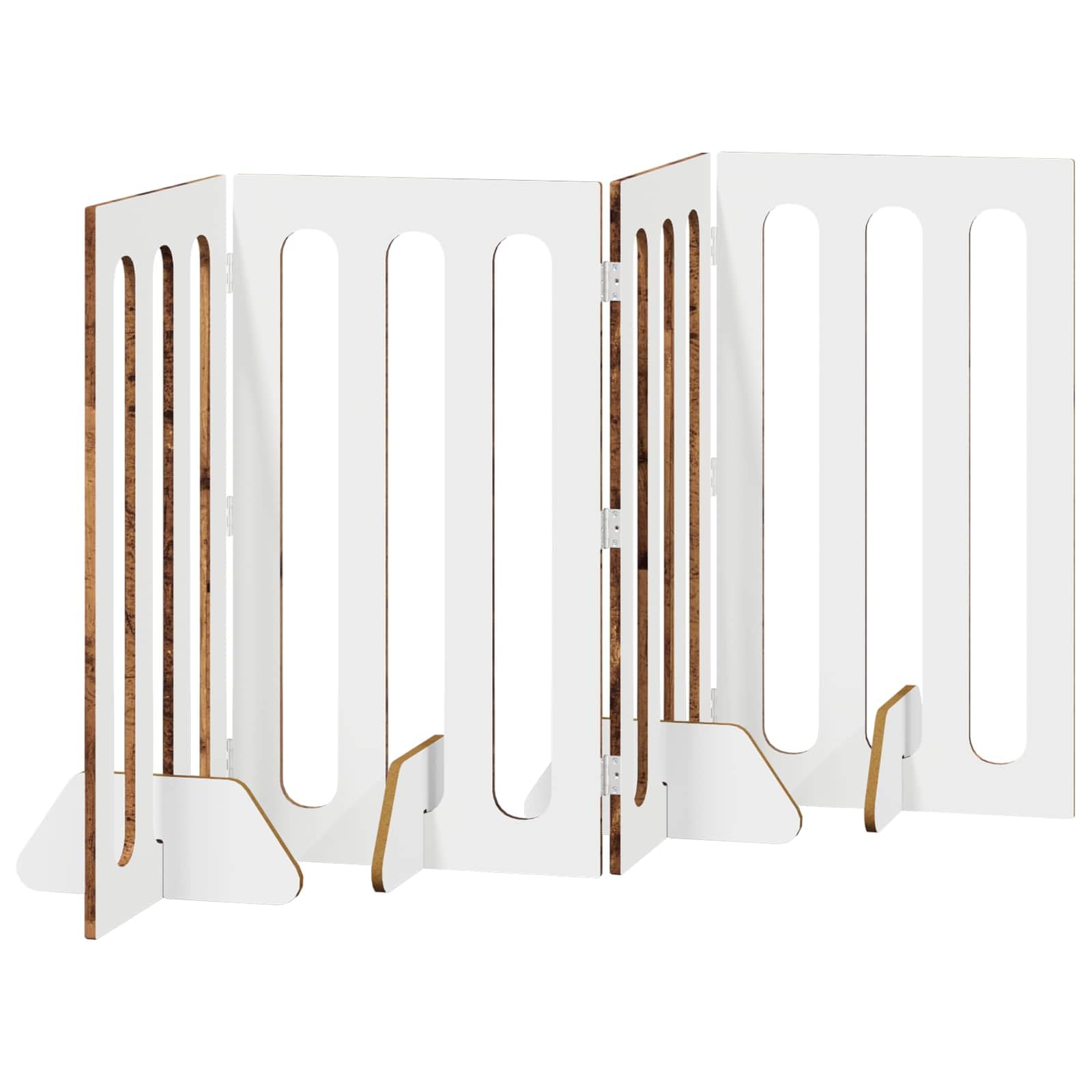 Valla plegable para mascotas, 4 unidades, madera de roble, 201 x 38 x 90 cm, borde interior flexible para perros, cachorros, protección y seguridad, fácil de montar, plegable, adecuado para