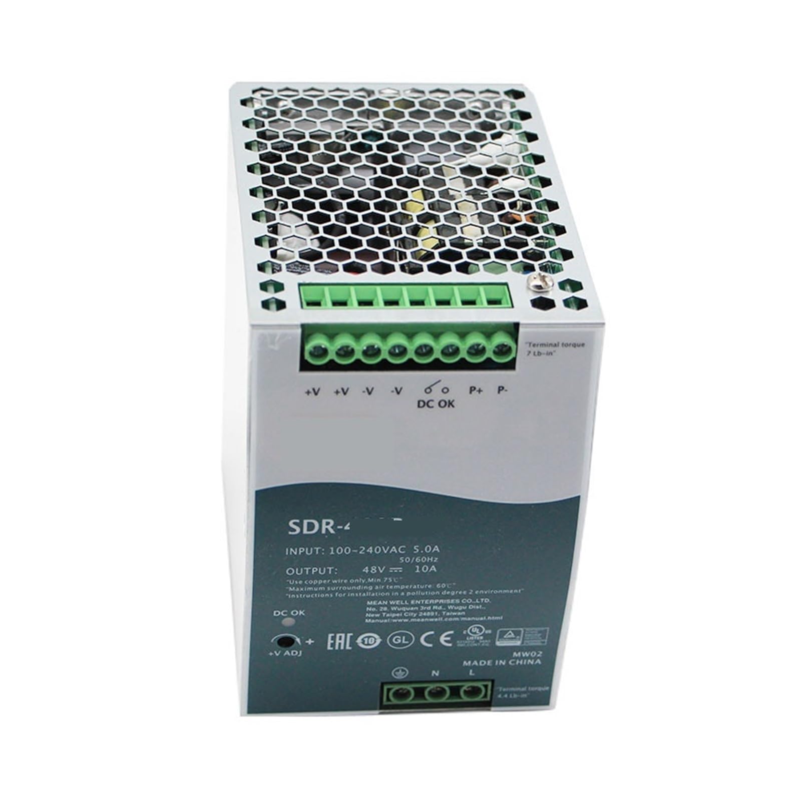 Alimentation de Commutation sur Rail DIN SDR-480P, 24V, 20a, 48V, 10a, 480W, avec Fonction parallèle, PFC(SDR-480P-48 48V 10A)