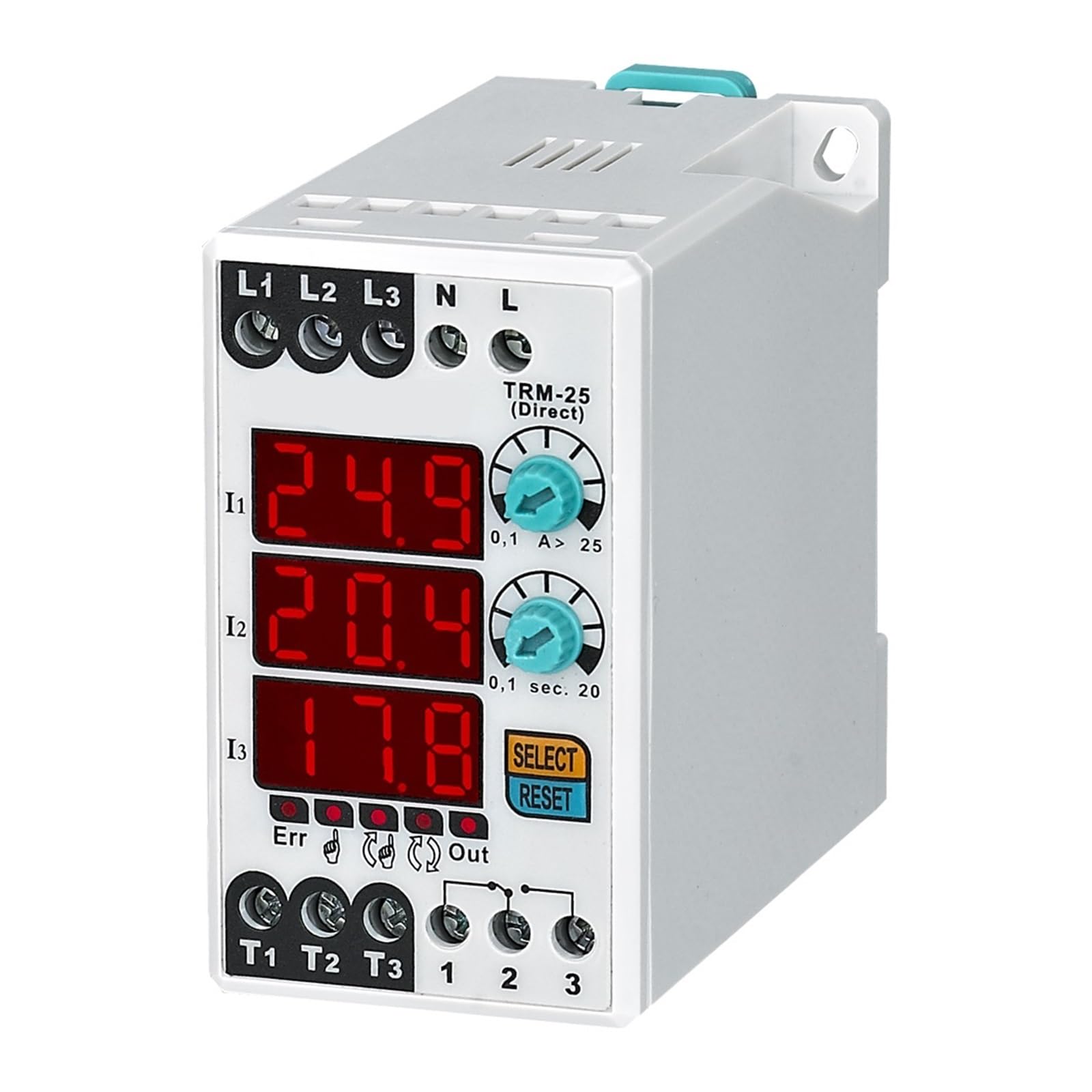 BALYDLUL TRM-XX (Manual/Semi-Automatic/Automatic Reset) Digital Overload Asymmetry Relay Thermal Relay(Un 220VAC,TRM-25 (0.1-25A))