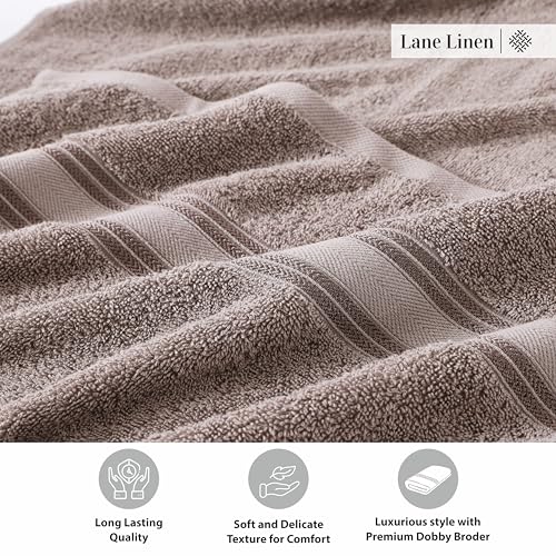 Image of LANE LINEN 100% Cotton Bath Towels Set of 4 (30 inchx60 inch) - Zero Twist, Mercerized Cotton Bathroom Towel Set - Quick Dry, Soft & Absorbent Large Bath Towels - Mininmal Linting After 3 Washes - Platinum