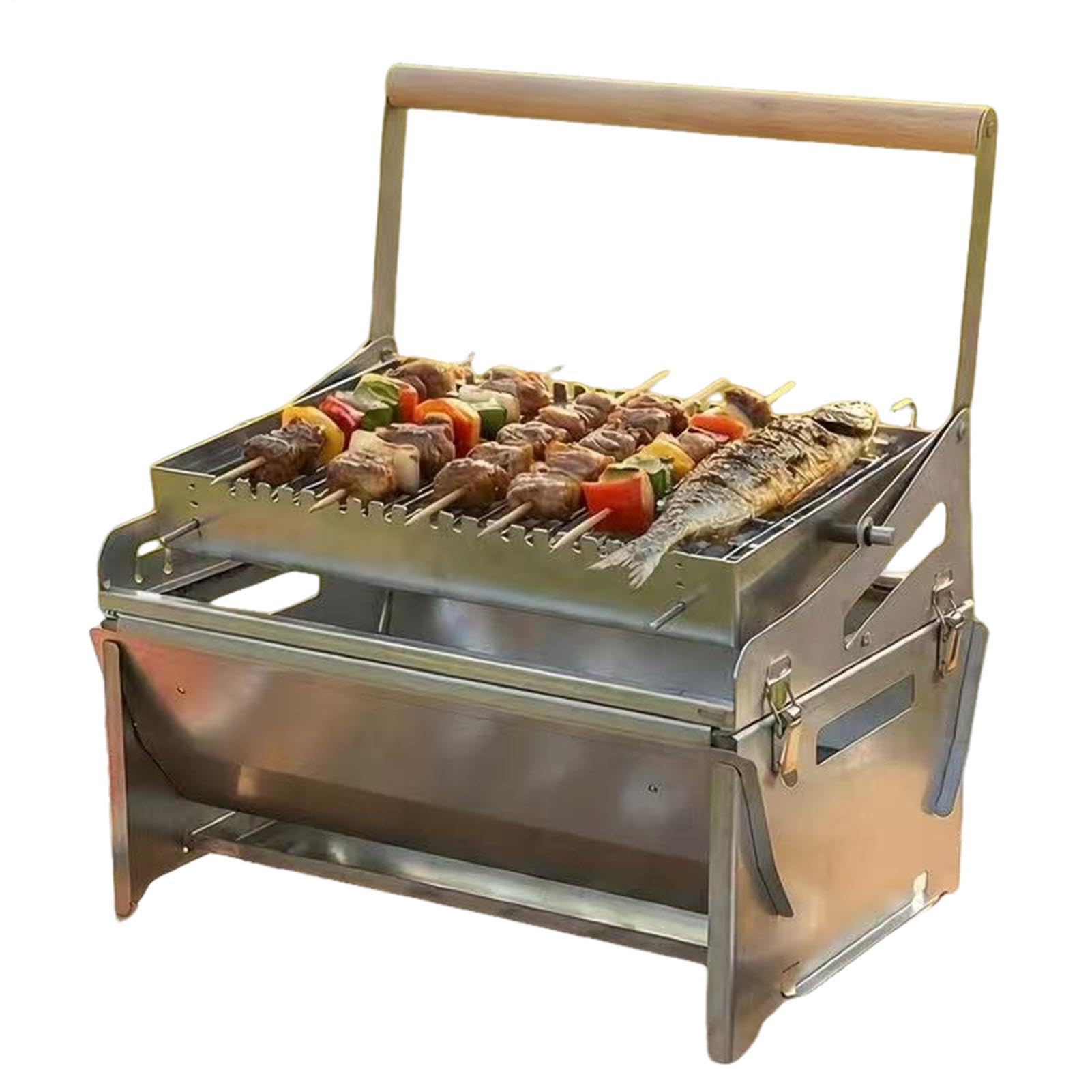 Barbecue a carbonella Attrezzo rotante per grigliate da campeggio in | Barbecue Portatile Per Arrosti Per Campeggio, Picnic, Barbecue Da Giardino, Spiaggia, Feste Di