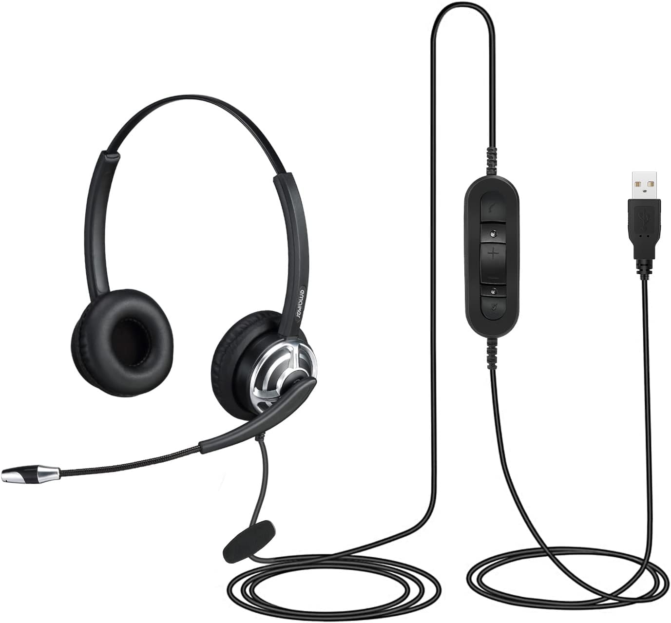 Emaiker Call Center USB Headset with Noise Cancelling Microphone