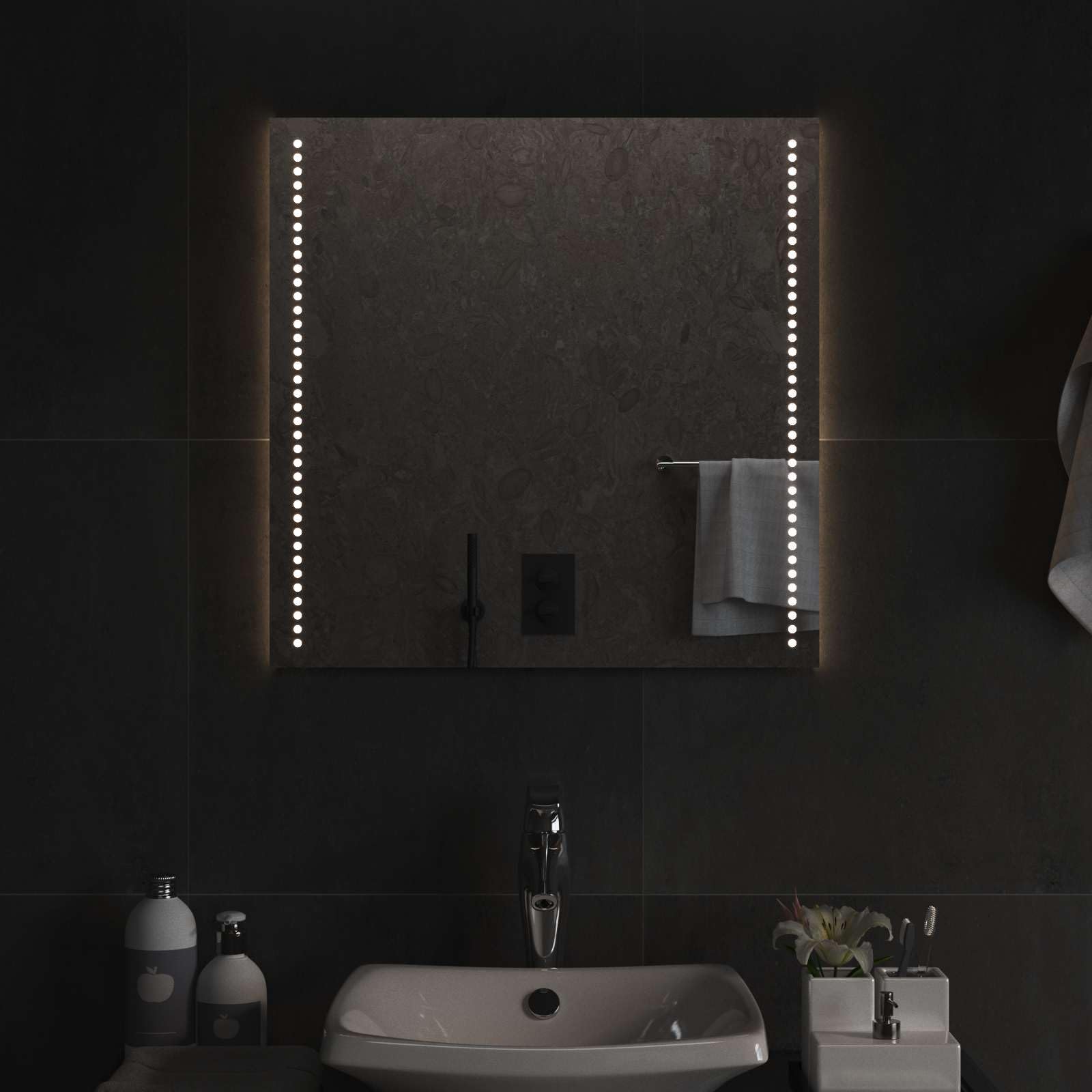 Espejo de baño LED 60 x 60 cm de vidrio templado espejo de pared