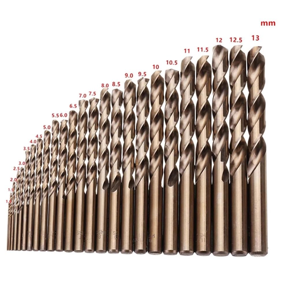 13/19/25 pezzi M35 Cobalto Codolo Dritto Punta Elicoidale Set HSS-Co Acciaio Rapido Strumento Apri Foro for Acciaio Inossidabile Legno Metallo(25pcs box)