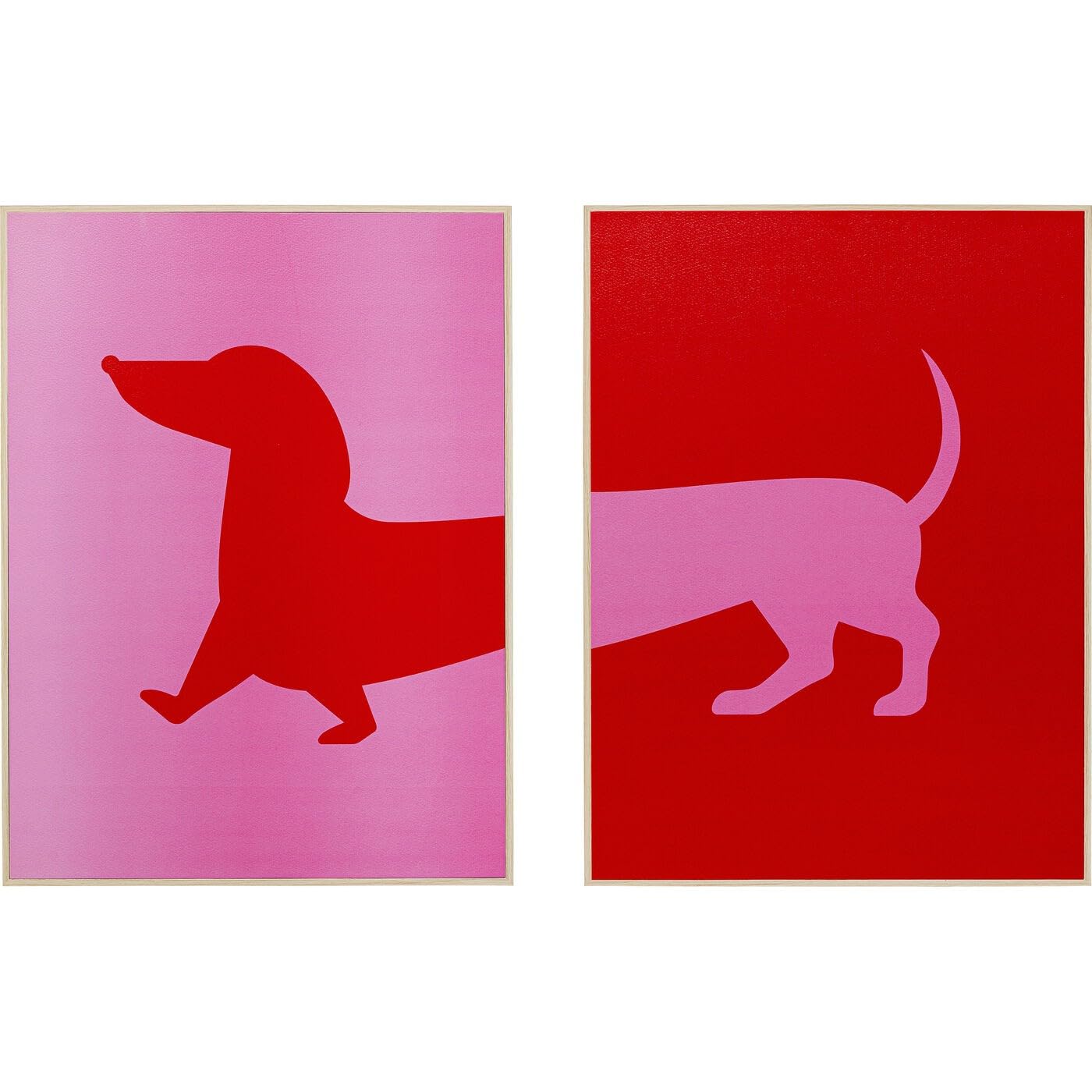 KARE Design Framed picture Dog Frankie, 2er Set, red, 40x30 cm, wall pictures, Design, Home decor, Art print auf, Dog motif, Home design, Interior, Decoration, Home trend, Living room