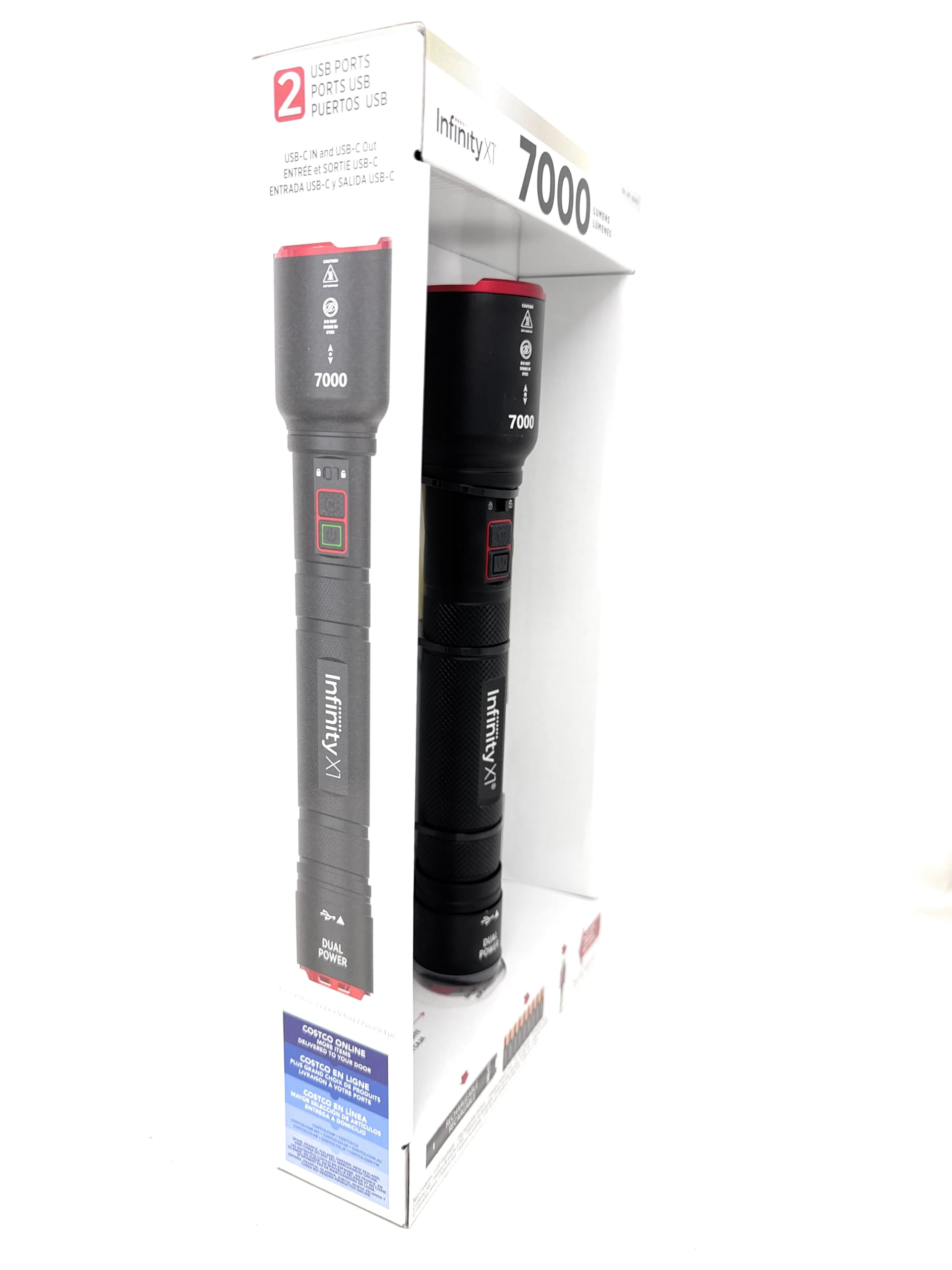Infinity X1 Lampe de poche rechargeable double puissance 7000 L, LED CREE 7000 lumens avec mise au point réglable et verrouillage de la chaleur