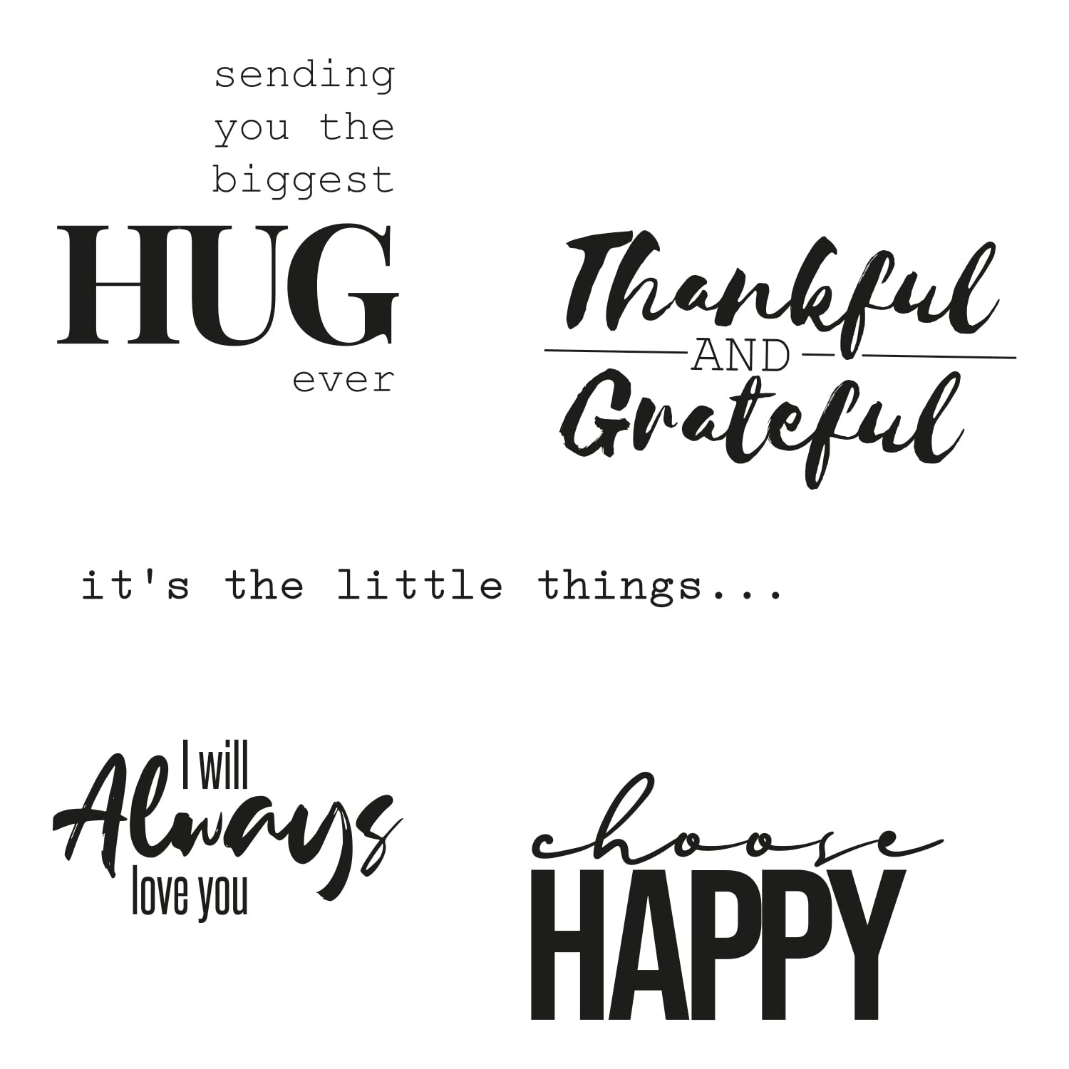 Sizzix Clear Stamps 5PK Sunnyside Sentiments #7 by Pete Hughes | 665409 | Chapter 3 2022, Multicolor, One Size