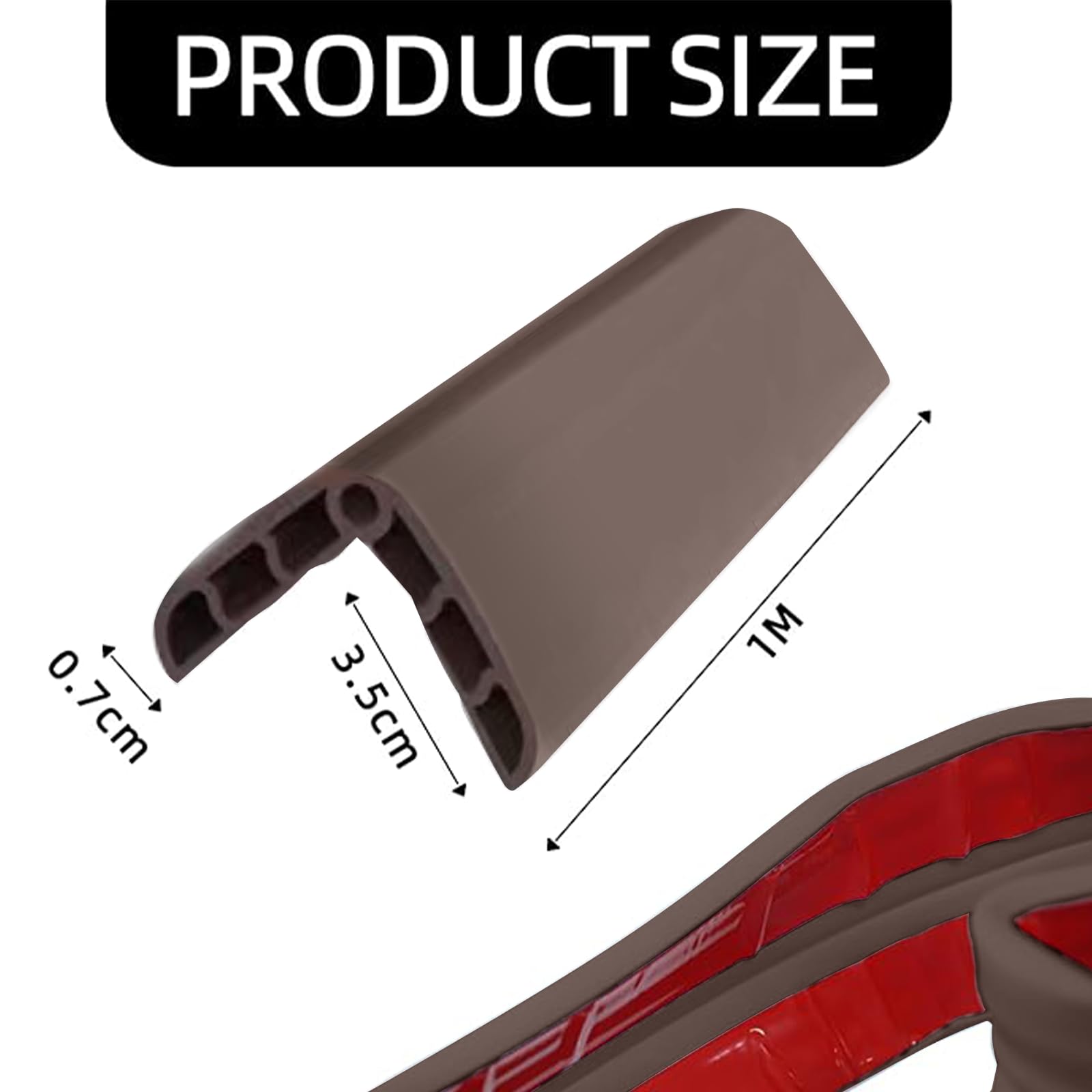 Gkhlg 1 Piece Rubber Wall Corner Guard Edge Protector High-Density Silicone Rubber with Hollow Design Easy to Install Baby Safety Corner Protectors for Home School Safety Length 1M (Brown) - Image 2