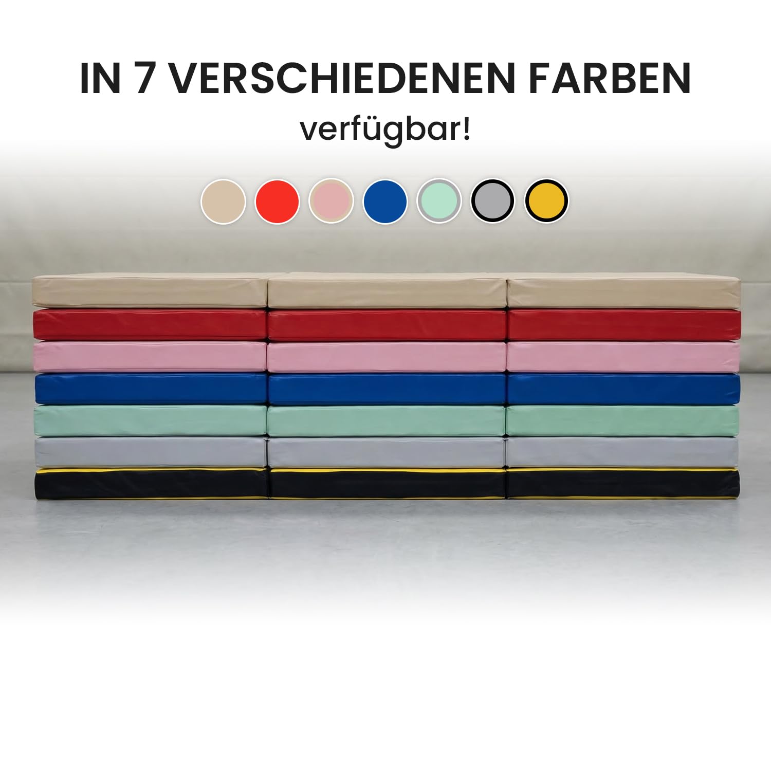Jeflex - klappbare Weichbodenmatte & Turnmatte 210 x 100 x 8 cm MADE IN GERMANY/Gymnastikmatte tragbar/platzsparende Fitnessmatte & Yogamatte/Spielmatte für Kinderzimmer