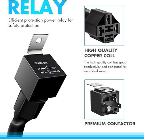 Miniatura 5 de Arnés de cableado, 2 cables de 12 V, 40 A, 5 pines, interruptor basculante de encendido y apagado láser, interruptor impermeable de nailon, luces