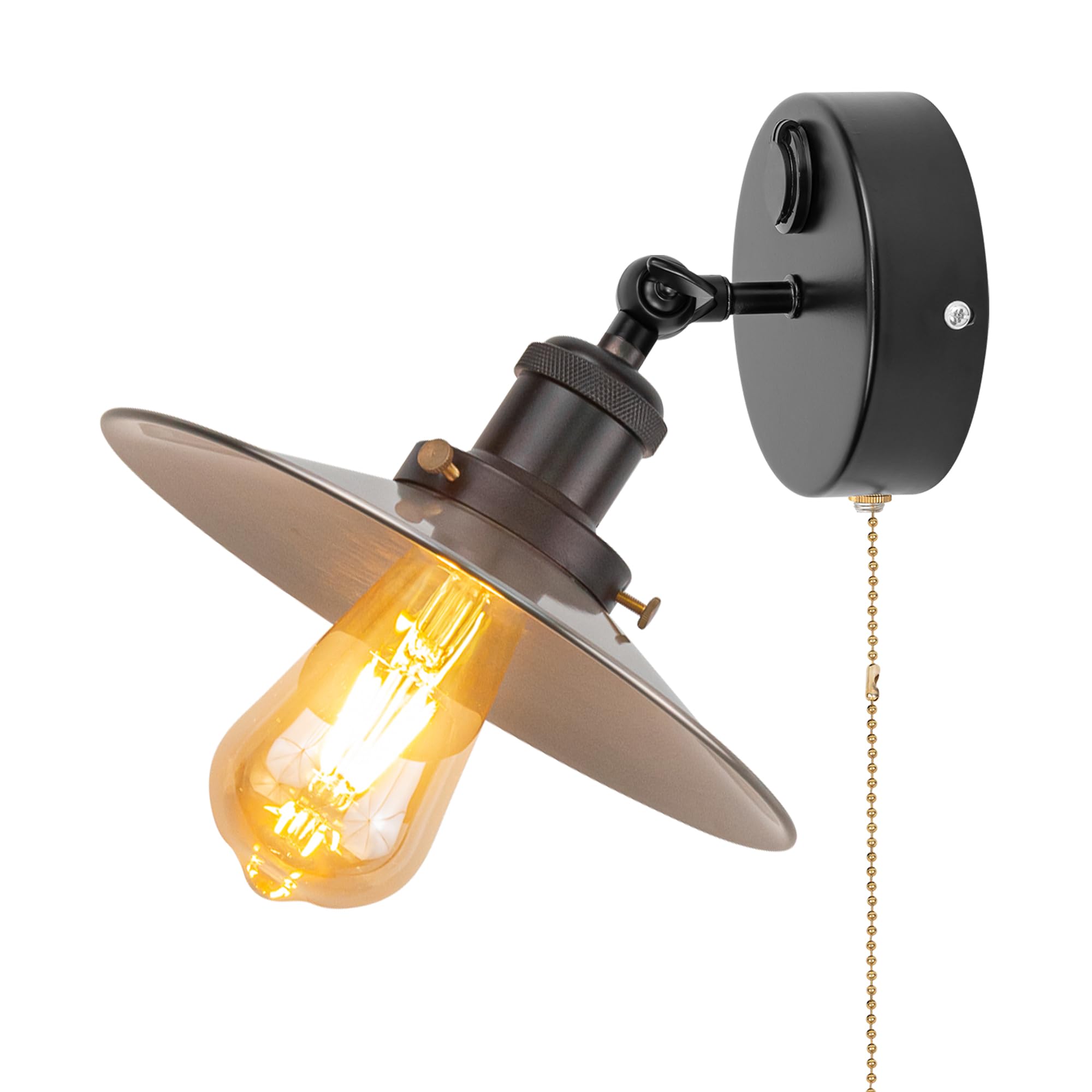 Kiven 12V LED Interior Lights with USB Port,RV Reading Lamp with Pull Chain Switch,4W Modern Wall Sconce Adjustable Warm White for RV Caravans Boats, Hard-Wired Surface Mount DZTB2773-SN