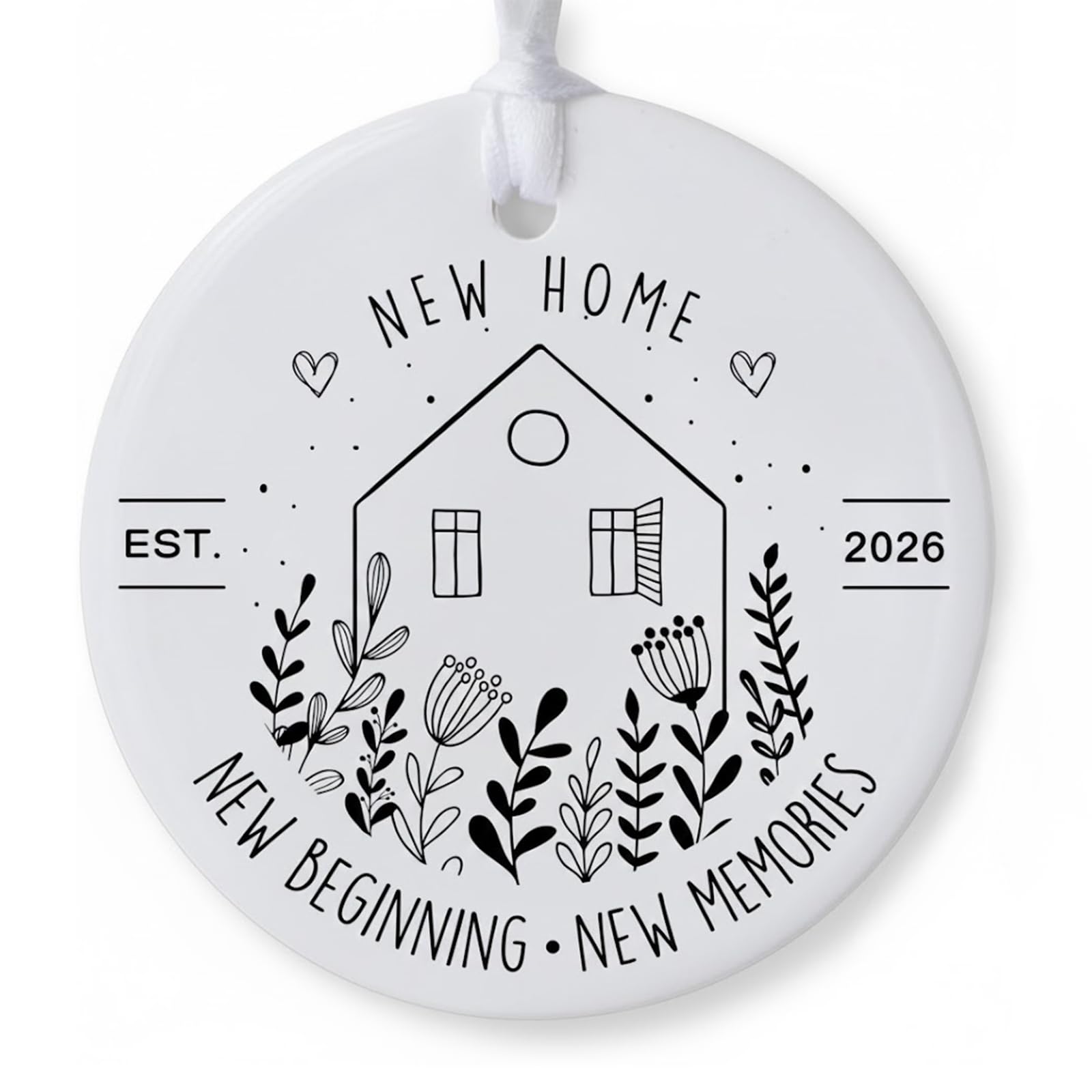 Aonuy Housewarming Gifts New Home, 2026 Circle Ceramic New Beginning Memories Keepsake With Gift Box, New Home Gifts For Couples Friends Celebrations