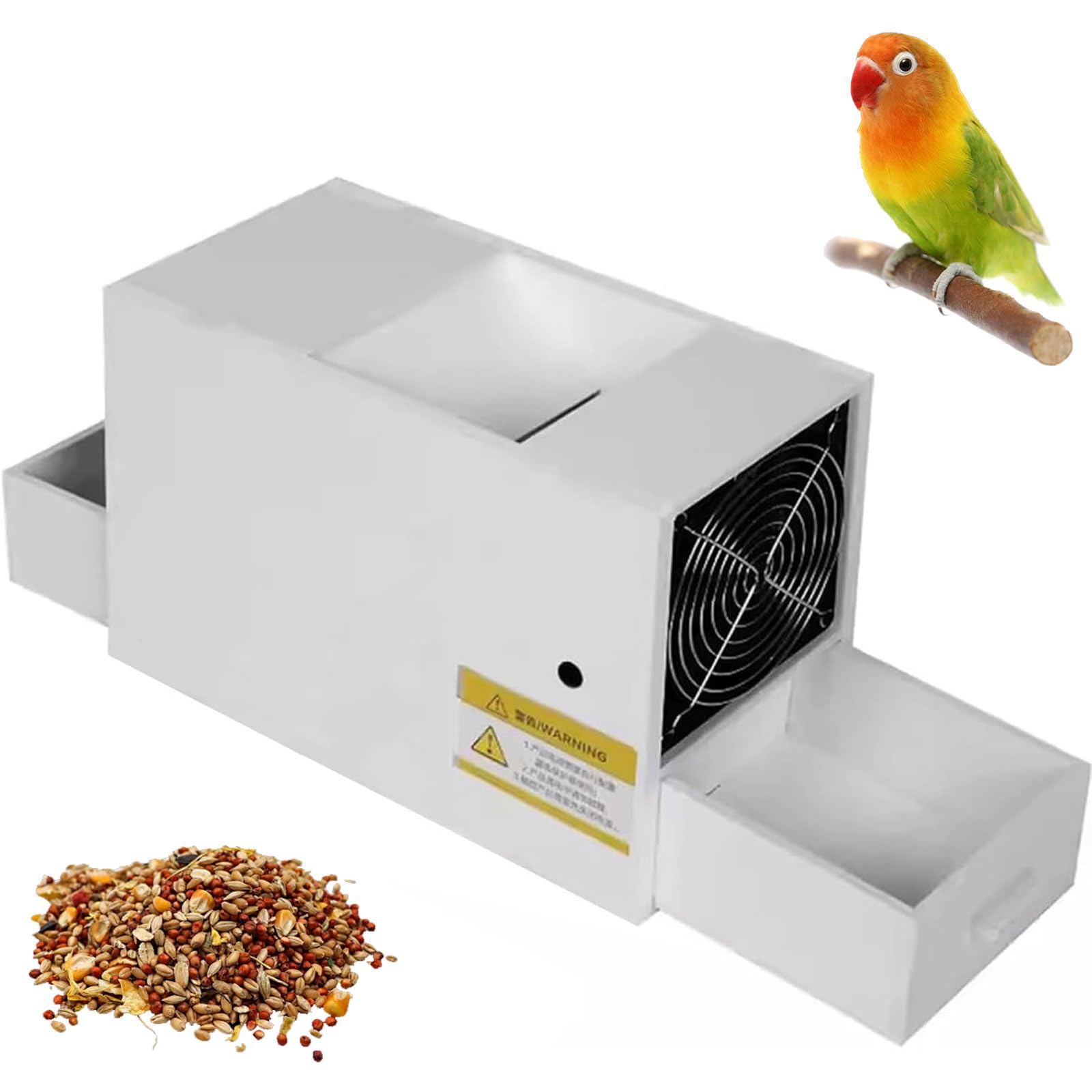 KJZQXYX Bird Feed Blown Shell Splitter, Grain Cleaning Winnower, Electric Grain Separator,with Adjustable Speed & 2 Drawers,for Millet, Melon Seeds