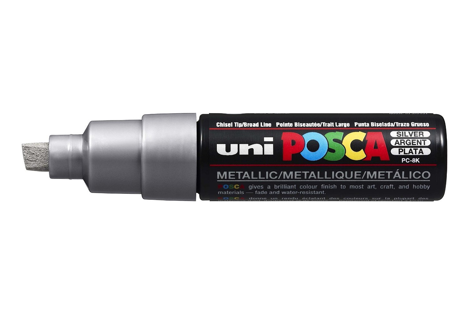 uni-ball Posca PC-8K Broad Chisel Tip Marker - Silver, Pack of 6