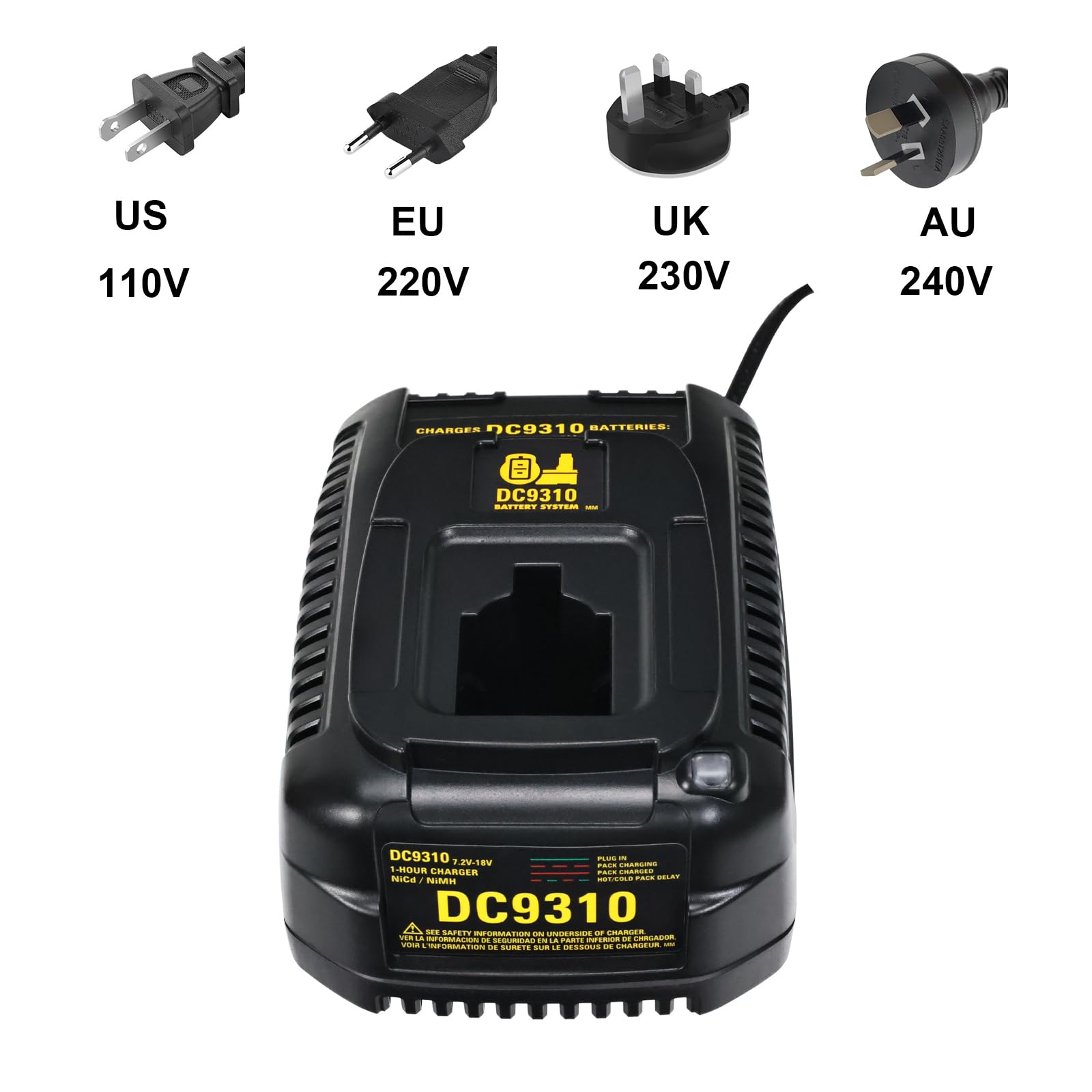 Rápido Cargador de Batería para Dewalt DC9310 Cargador 7.2V-18V NI-CD NI-MH DW9057 DC9071 DC9091 DC9096 Batería