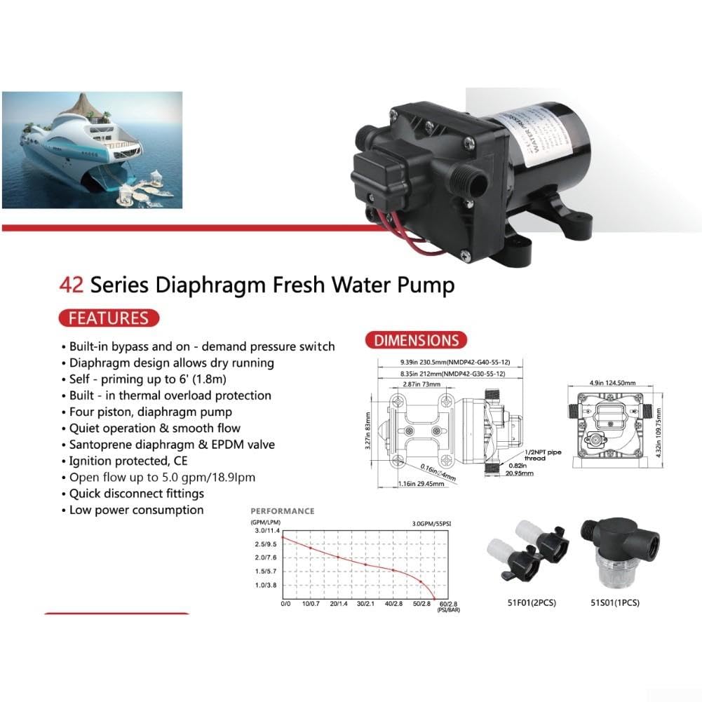 DC Diaphragm für pumpe 12V 24V Für Abwasser Meerwasser DC Diaphragm