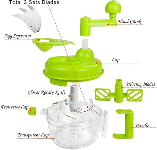 Miniatura 8 de Tenta Kitchen Procesos alimenticios Procesador de alimentos de manivela de mano/Picador manual de alimentos/Picadora de carne/Cortadora de