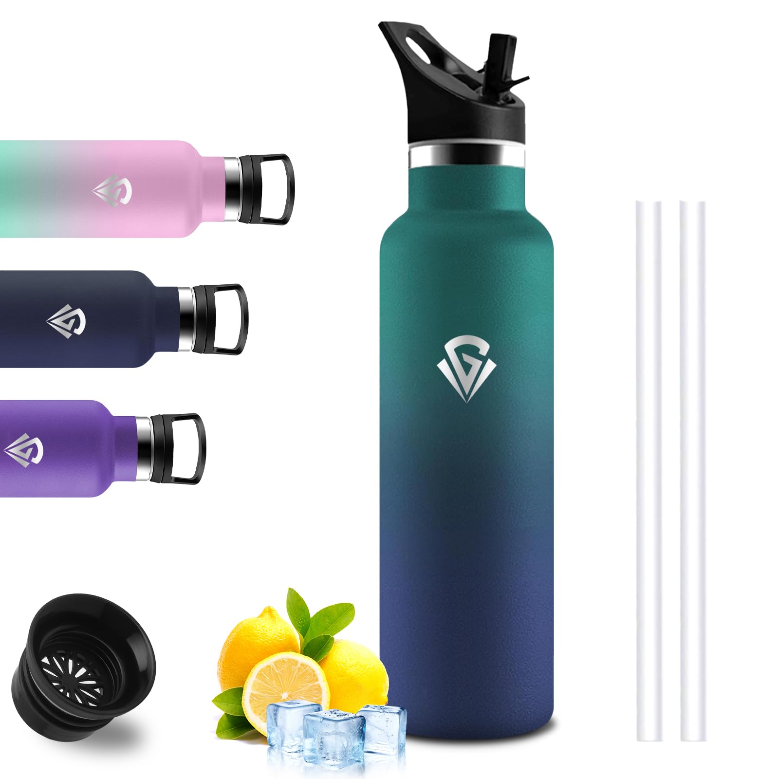 Borraccia Termica 750 ml, Senza BPA, Borraccia con Cannuccia, Bottiglia Termica Senza Perdite, Borracce Termiche, Acciaio Inossidabile 18/8, Borracia Metallo per Viaggio, Palestra, Fitness