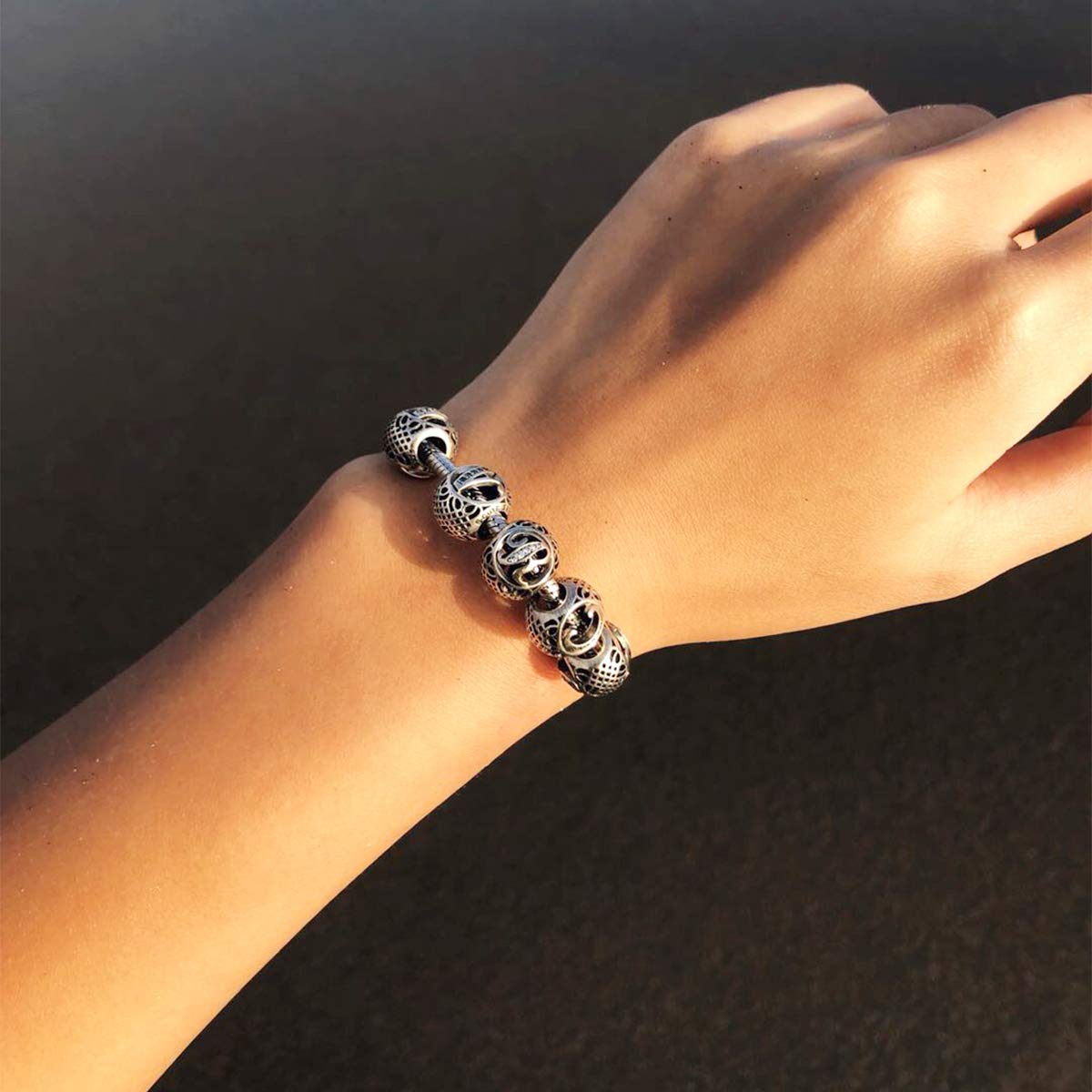 ChicSilver Custom Charm Bracelet for Women, 925 Sterling Silver Initial Letter Charms for Charms Bracelet, Alphabet Beads for Jewelry Making