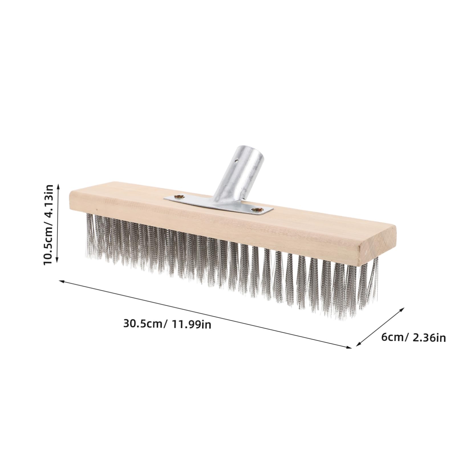 STOBAZA Stainless Steel Floor Brush Push Brooms Broom Brush for Scrubbing Steel Wire Broom Stainless Steel Deck Scrub Brush with Long Handle Floor Scrubbing Brush Floor Scraper Wood
