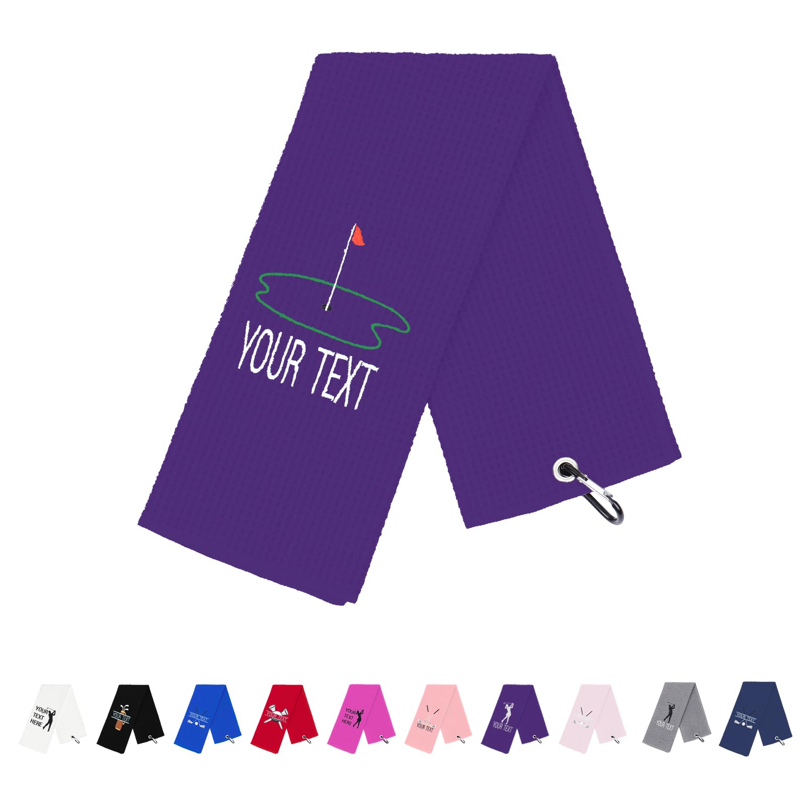 NGTSFLY Personalised Embroidered Golf TowelsFunny Golf Towel Gifts for Women Men Purple Golf Ball Towel for Golf Bag with Clip Golf Club Waffle Weave