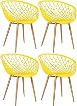 Loft7, Kit 4x Cadeiras Clarice Nest Sidera com Apoio de Braços, Sala Cozinha e Lazer, Polipropileno e Metal - Amarelo