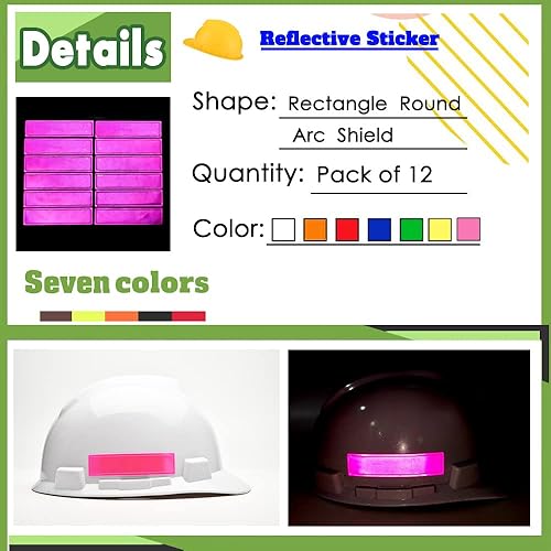 Miniatura 7 de Adhesivo reflectante de alta visibilidad para casco de seguridad personalizable, logotipo de alta visibilidad para casco (mezcla de amarillo)