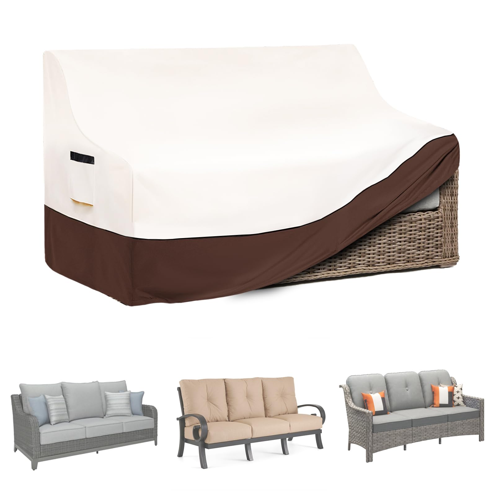 Outdoor Couch Covers,Heavy-Duty Waterproof Outdoor Sofa Cover,All-Weather Patio Furniture Cover for Loveseats & Benches (Beige,Fits 76" W x 32.5" D x 33" H)