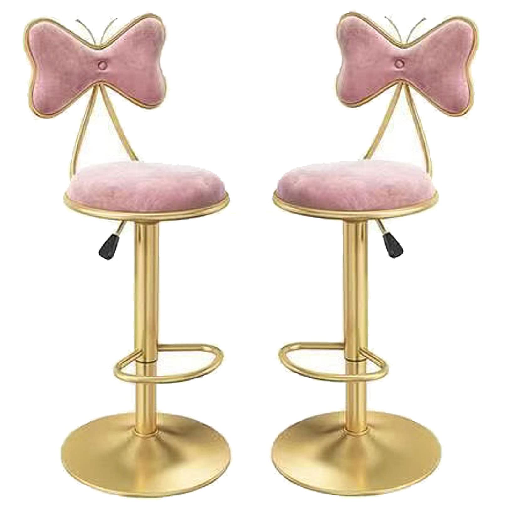 Chaises de bar en velours rose pour îlot de cuisine et repas cosy