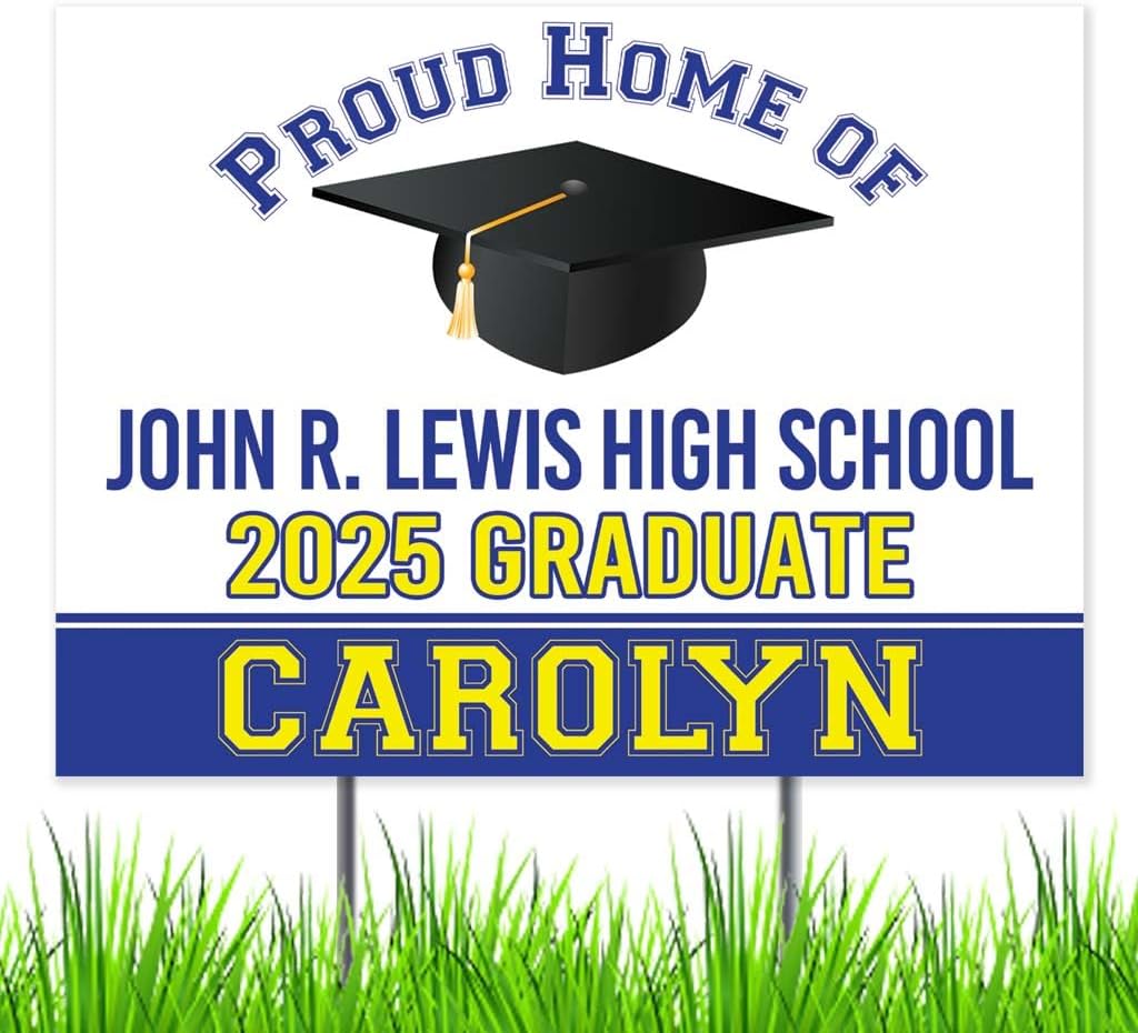 Congratulations Class of 2025 Graduate Personalized Yard Sign with Metal Stake, Custom Graduation Party Personalized Lawn Sign